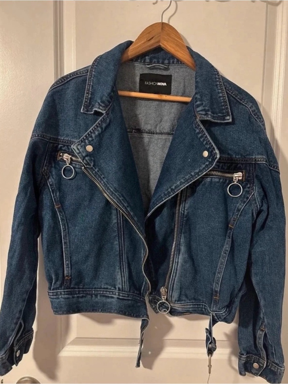 Women's Denim Moto Jacket | L